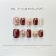 【573】Burgundy Chanel Style Nail Art Shiny Tweed Patterns & DIY Romantic Accessories