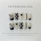 【582】Black Checkerboard Nail Kit Shiny Grid Patterns & DIY Cool Accessories