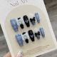 【740】Blue Check Girl Nail Art Shiny Grid Patterns & DIY Cute Accessories