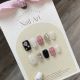 【773】Black Pink Plaid Nail Kit Shiny Grid Patterns & DIY Contrast Accessories