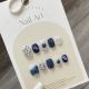 【782】Blue Black Color Block Nail Kit Shiny Dark Tones & DIY Contrast Accessories