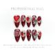 【1283】Red Wedding Dress Nail Art Shiny Red Tones & DIY Romantic Accessories