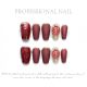 【1399】Red Makeup Peony Nail Art Shiny Flower Patterns & DIY Traditional Accessories