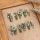 【1677】Hand-Painted Bamboo Forest Nail Kit Shiny Bamboo Patterns & DIY Elegant Accessories