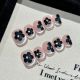 【2323】Black Flowers Nail Art Shiny Floral Patterns & DIY Dark Accessories