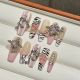 【95】Pink Zebra Stripes Nail Art Kit Shiny Zebra Patterns & DIY Cute Accessories
