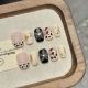 【2265】Black Tea Milk Nail Kit Shiny Brown Patterns & DIY Mellow Accessories