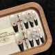 【1474】High-End Black French Nail Art DIY French Tips & Shiny Black Accessories