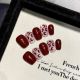 2278 Wine red leopard print handmade removable nail patch for wearing nail art