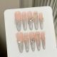 670 White Qiaomoonlight handmade removable nail patch for wearing nail art