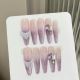 399 Taro purple fringe handmade removable nail patch for wearing nail art