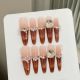 723 Tea brown Oolong handmade removable nail patch for wearing nail art