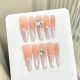 665 Grapefruit Iced tea handmade removable nail patch for wearing nail art