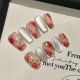43 46 Wine Heart Cherry handmade removable nail patch for wearing nail art