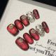 2701 2703 Vintage Red handmade removable nail patch for wearing nail art