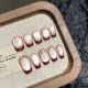 2722 2724 Burgundy French handmade removable nail patch for wearing nail art