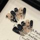 2529 Black Gold Star handmade removable nail patch for wearing nail art