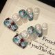2491 Hand painted ice and snow handmade removable nail patch for wearing nail art