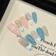 2515 Liquid blue seaweed handmade removable nail patch for wearing nail art