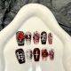 2509 Scarlet Spider Heart handmade removable nail patch for wearing nail art