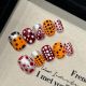 246 Seven star Ladybird handmade removable nail patch for wearing nail art