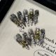 202 Bronze Gold skeleton handmade removable nail patch for wearing nail art