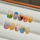 092 Jenga Cat handmade removable nail patch for wearing nail art