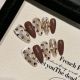 04 Gold brown little leopard print handmade removable nail patch for wearing nail art