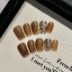 2394 Maillard Cat Eye handmade removable nail patches for wearing nail art