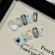 047 Three dimensional short nails handmade removable nail patch for wearing nail art