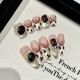 2450 2452 Gold French leopard print handmade removable nail patch for wearing nail art