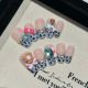 2345 Leopard kitty handmade removable nail patches for wearing nails
