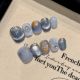 2359 Blue Light Dream handmade removable nail patch for wearing nail art