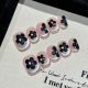 2323 Black flower handmade removable nail patch for wearing nail art