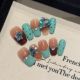 2315 Mint Black Ingenious handmade removable nail patch for wearing nail art