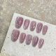 1815 Nude purple cat eye handmade removable nail patch for wearing nail art