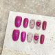 1896 1902 Raspberry Polka Dot handmade removable nail patch for wearing nail art