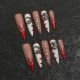 1889 Long Water Drop handmade removable nail patch for wearing nail art
