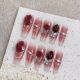 1855 Black plum Blush handmade removable nail patch for wearing nail art